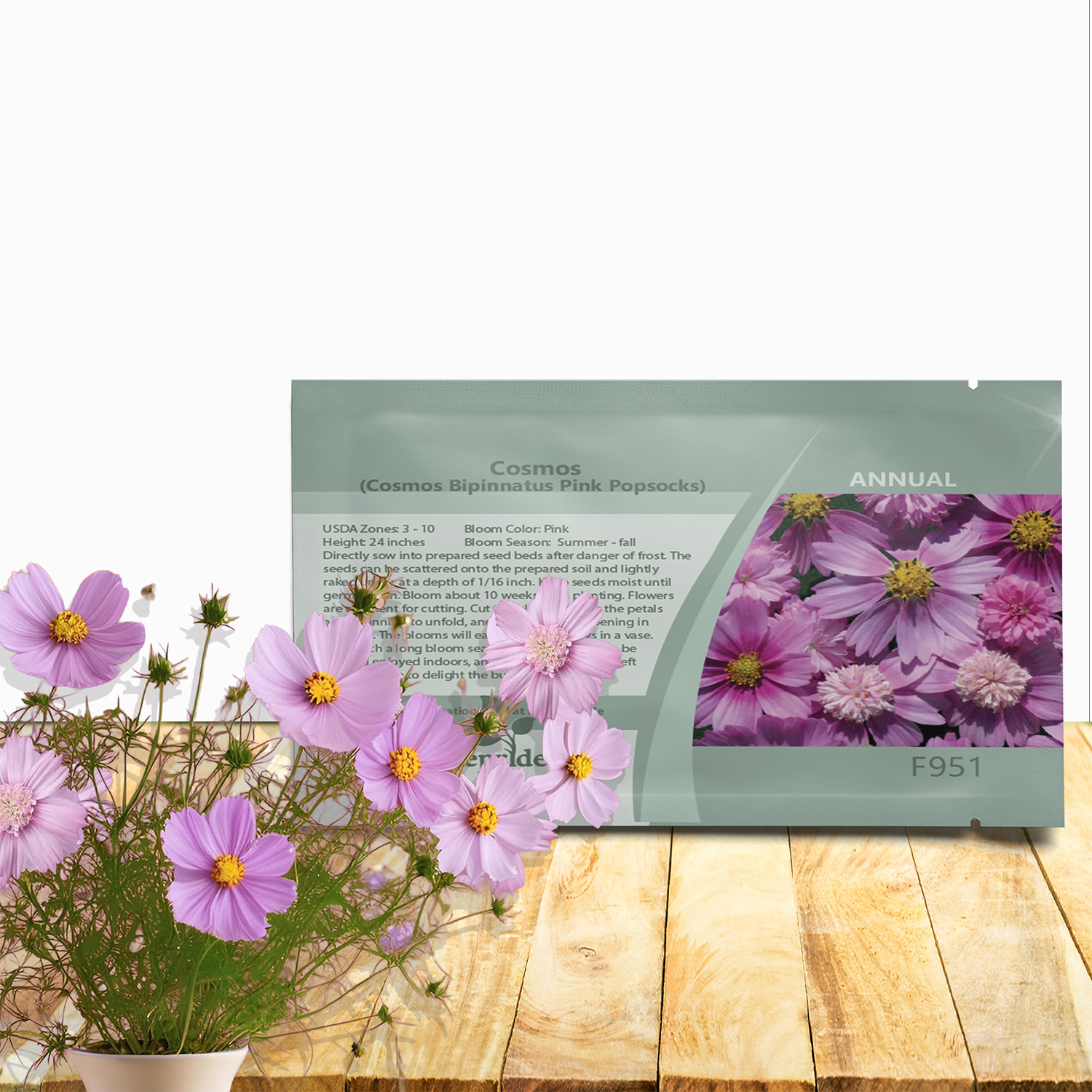 Cosmos Bipinnatus Pink Popsocks Seed Packet