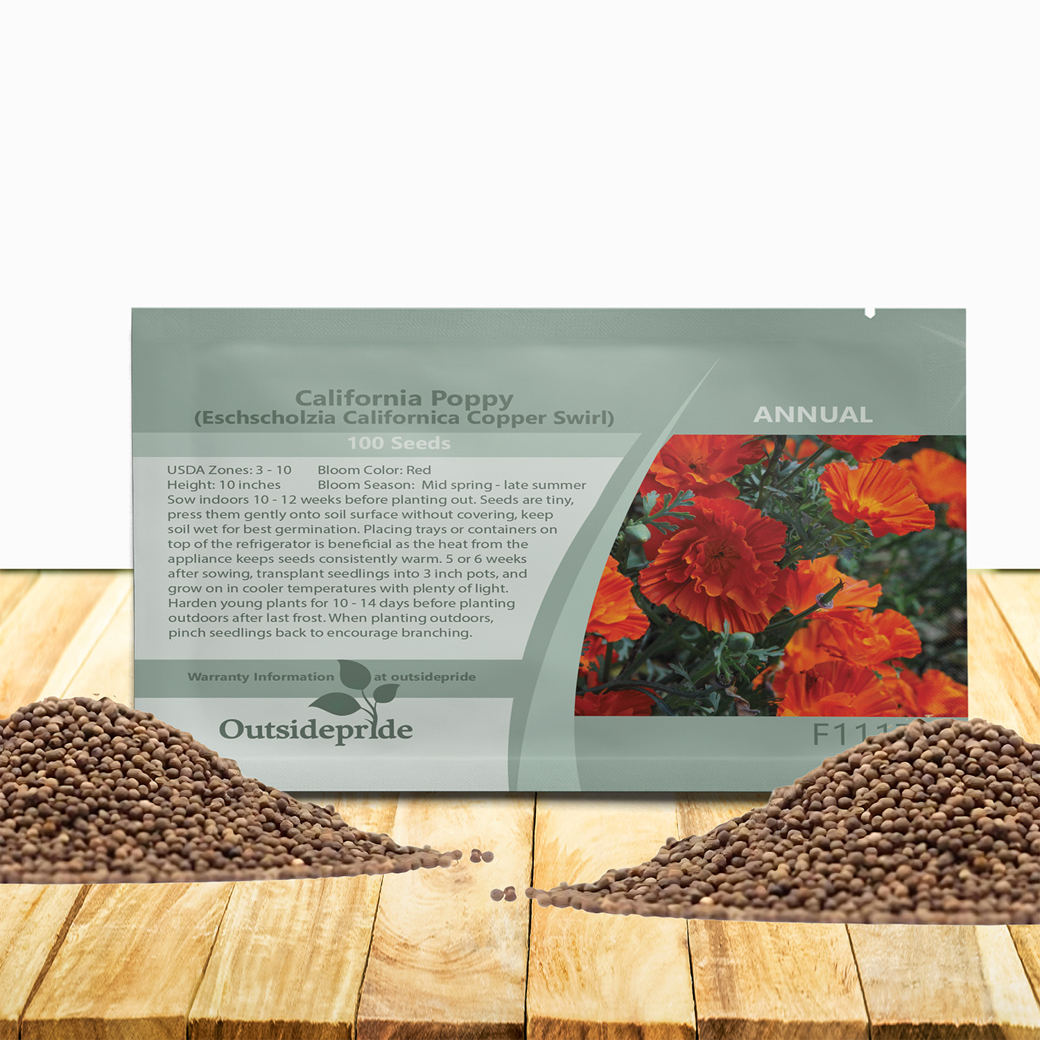 California Poppy Copper Swirl Seed Packet