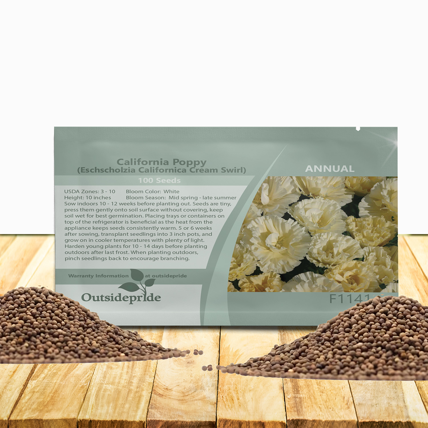 California Poppy Cream Swirl Seed Packet