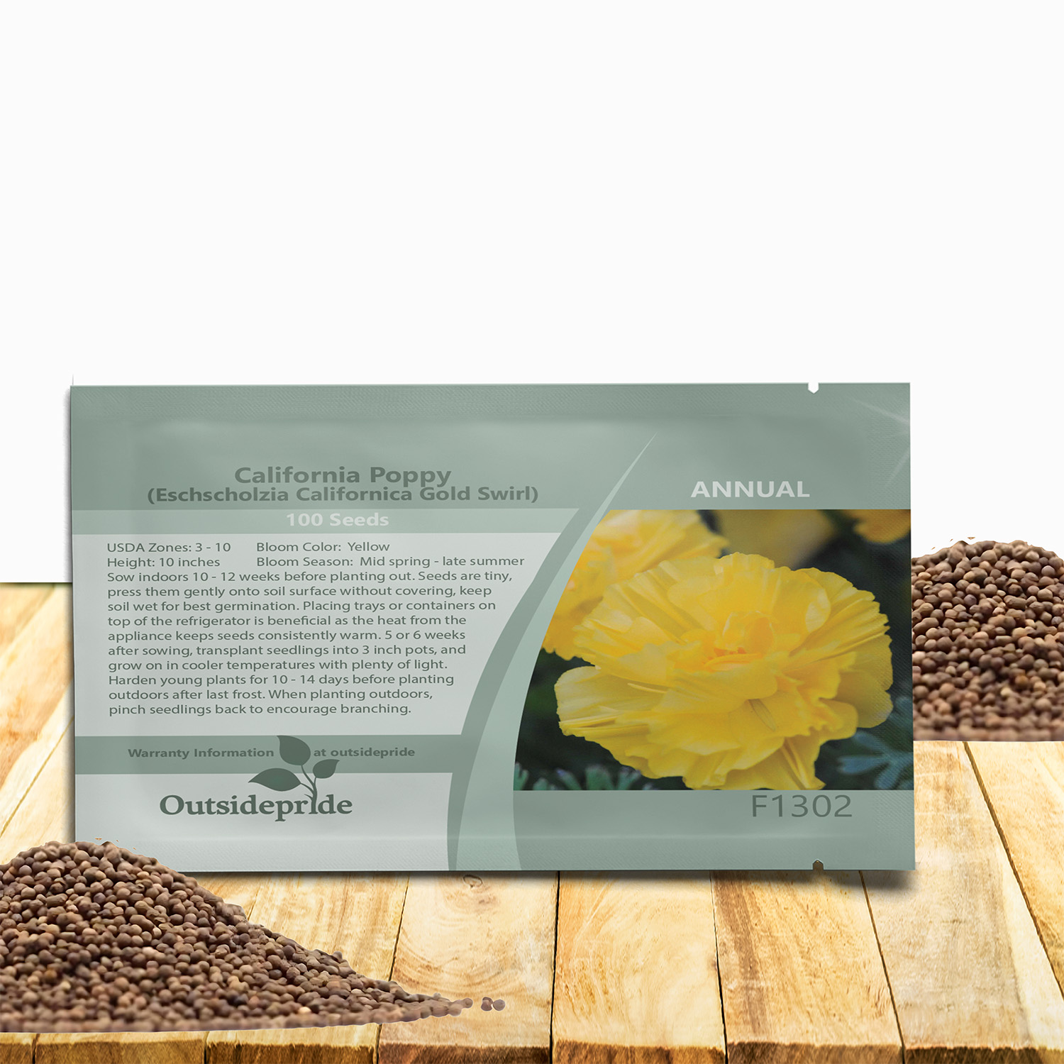 California Poppy Gold Swirl Seed Packet