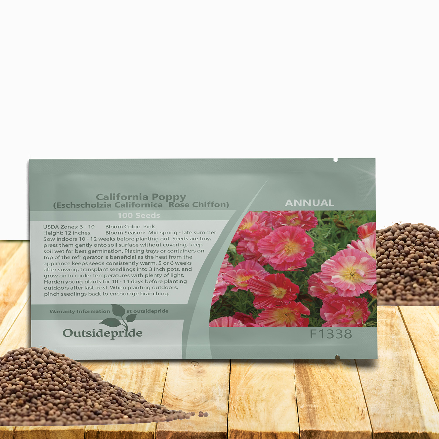 California Poppy Rose Chiffon Seed Packet