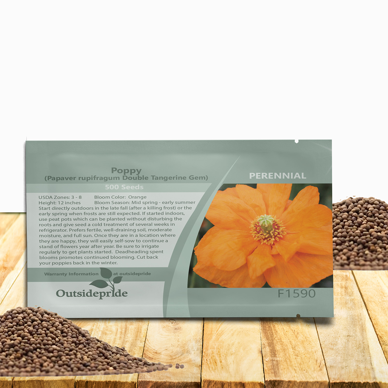 Poppy Double Tangerine Gem Seed Packet