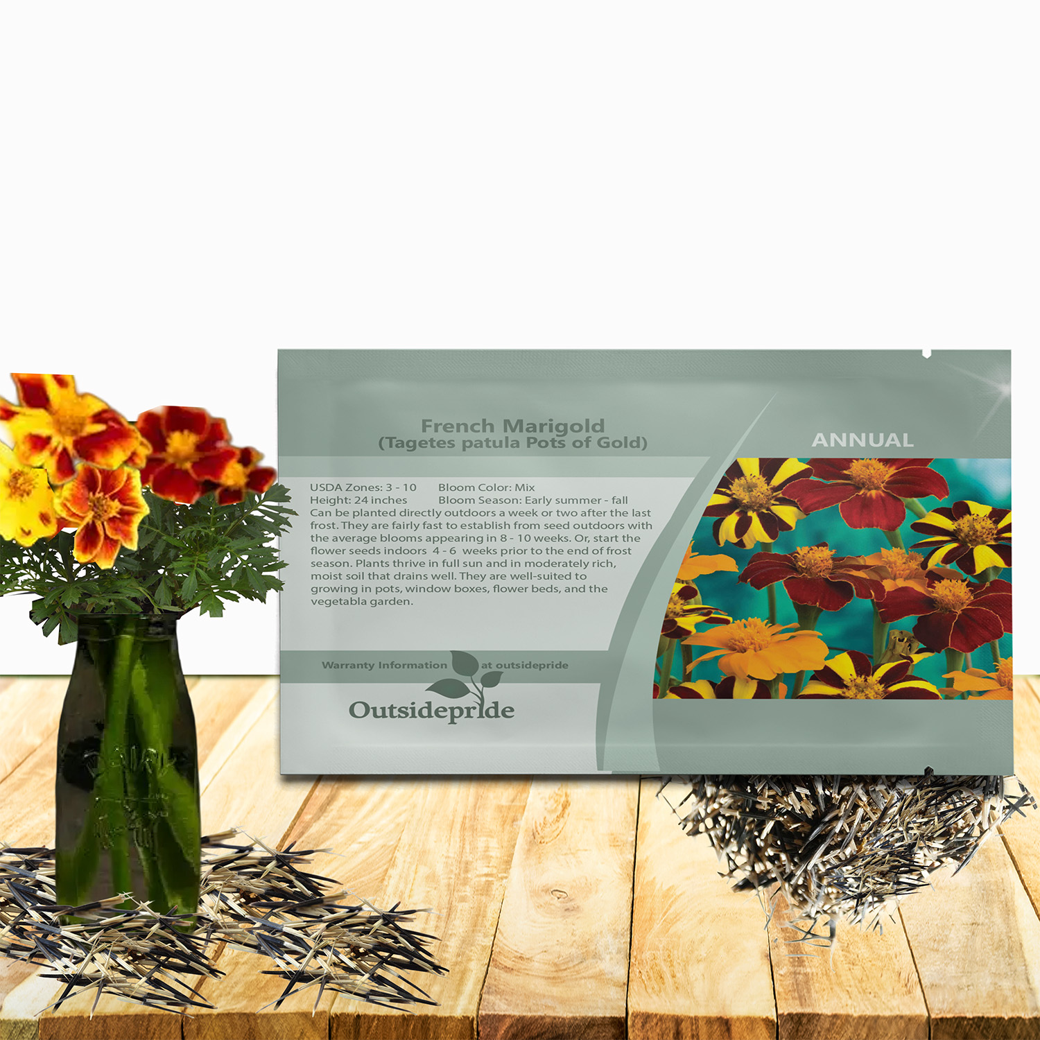 French Marigold Pots of Gold Double Seed Packet