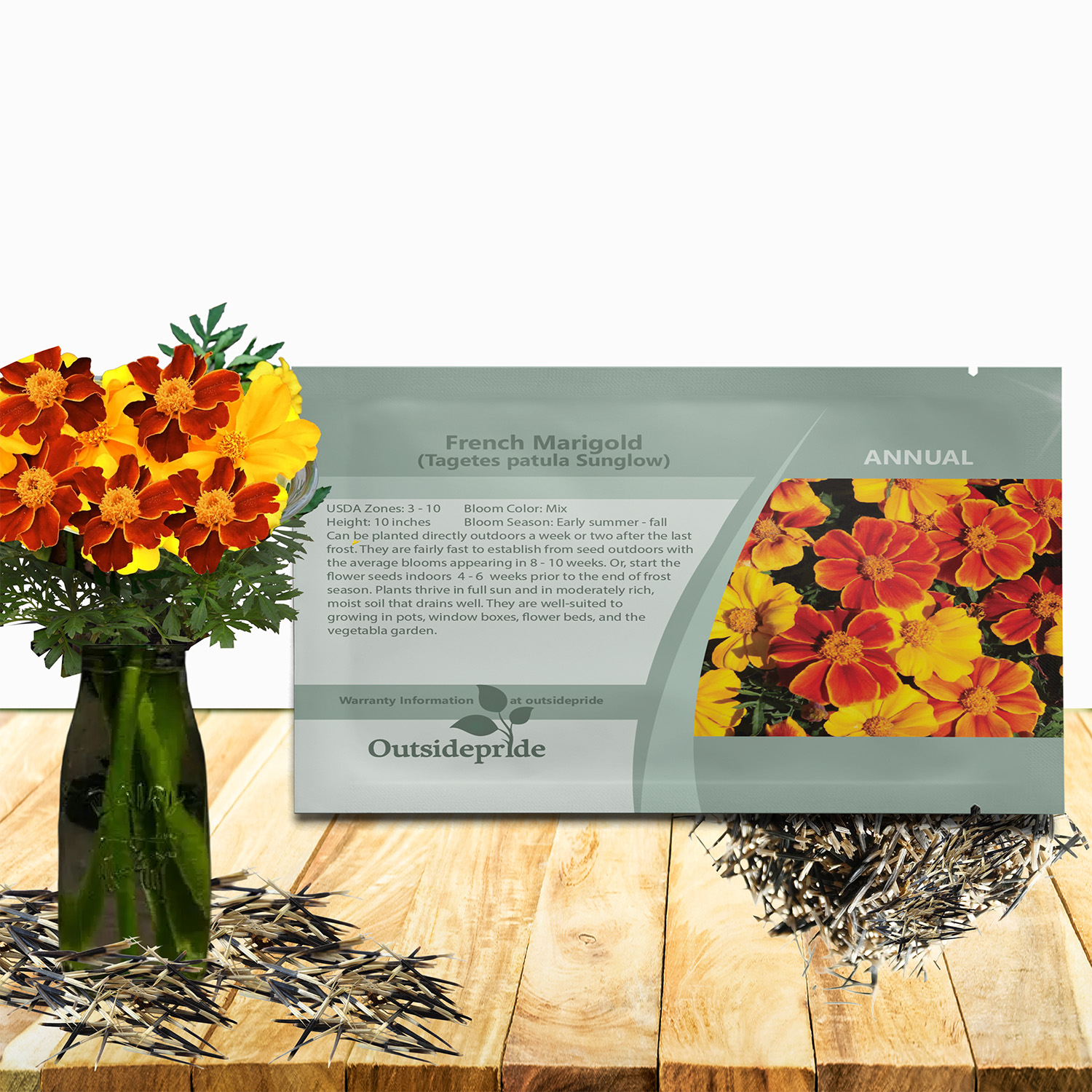 French Marigold Sunglow Seed Packet