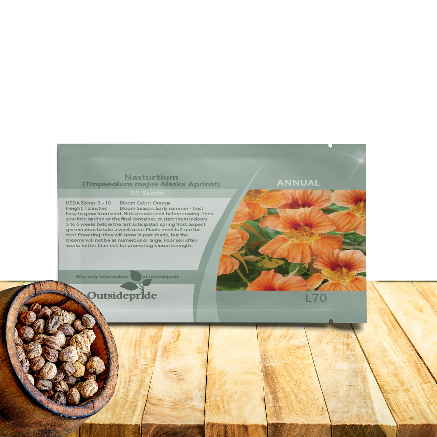 Nasturtium Alaska Apricot Seed Packet