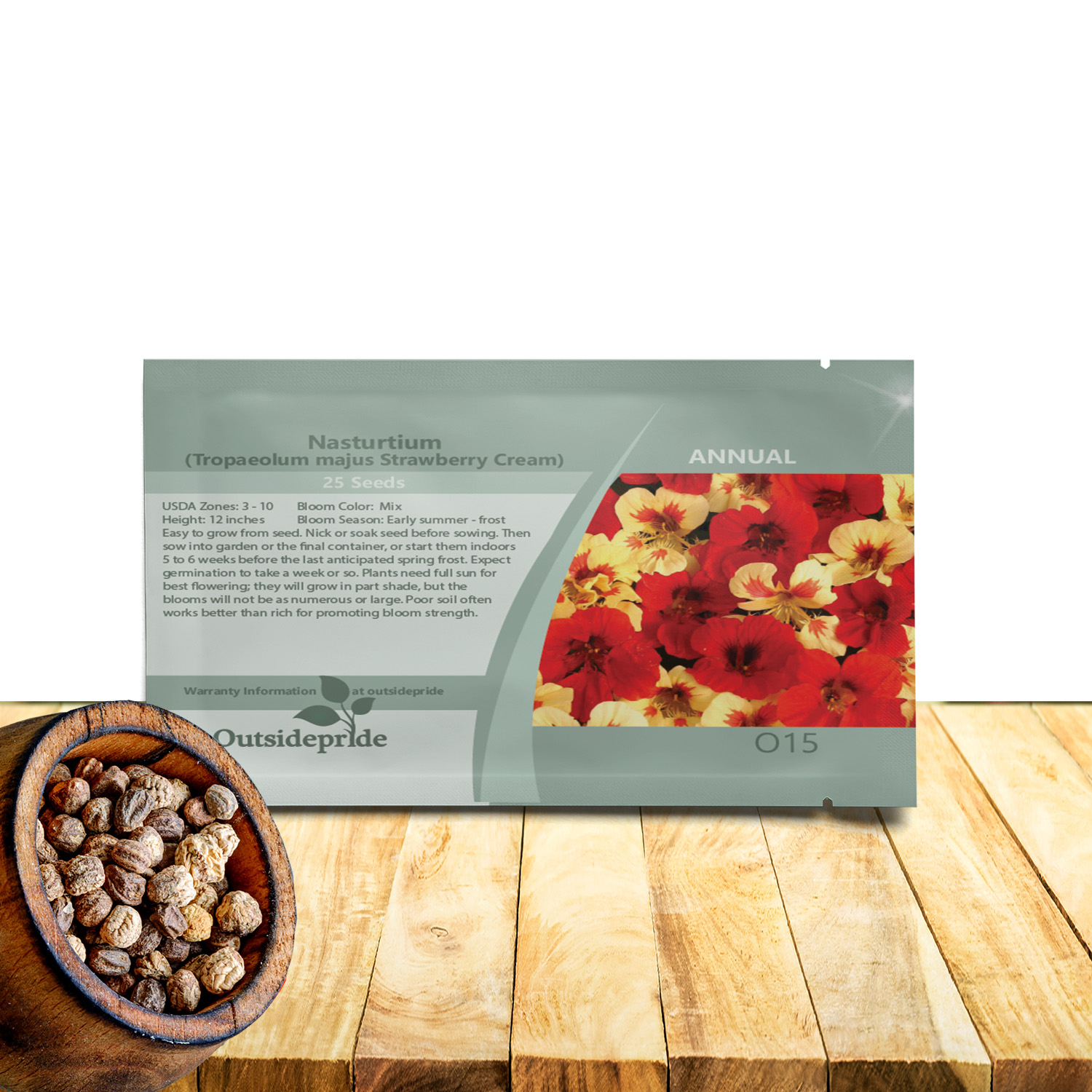 Nasturtium Strawberry Cream Seed Packet