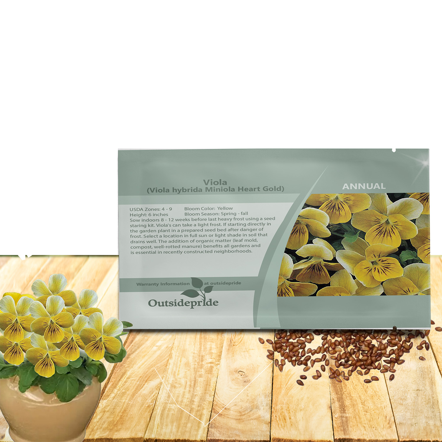 Viola Miniola Heart Gold Seed Packet