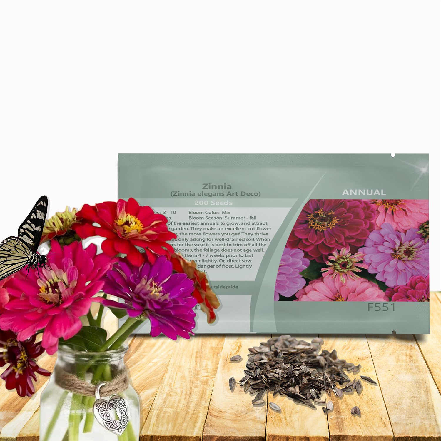 Zinnia Art Deco Flower Seed Packet