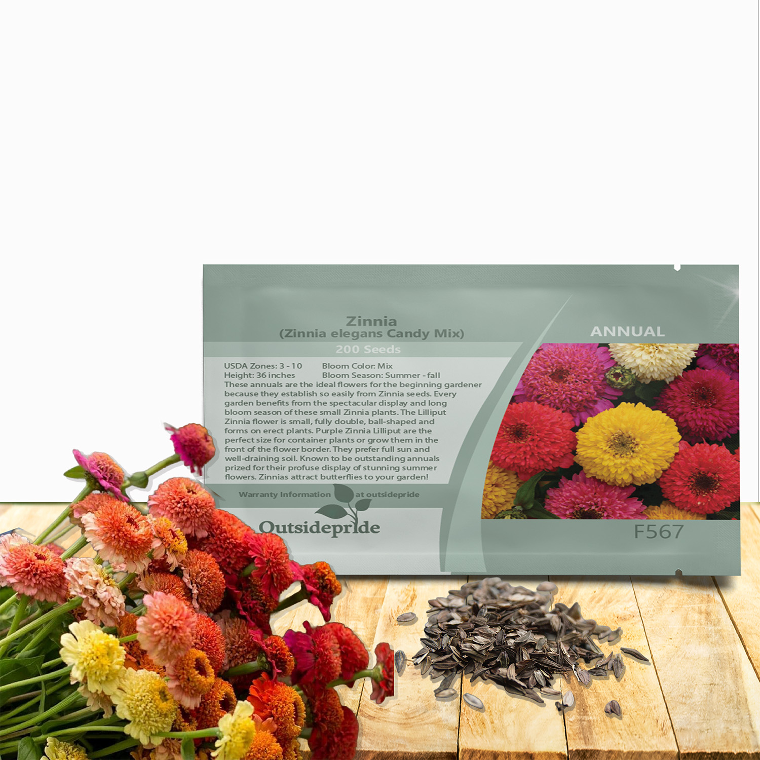 Zinnia Candy Flower Seed Packet