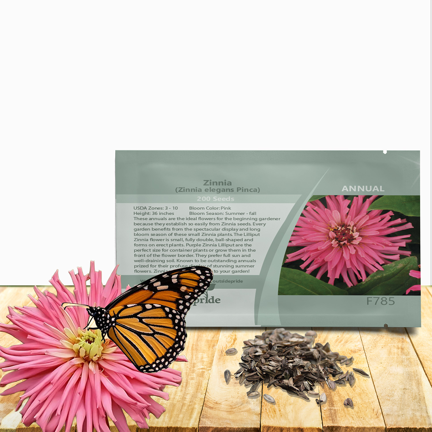 Zinnia Pinca Seed Packet
