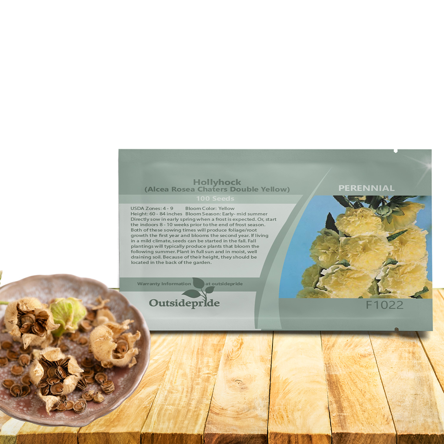 Hollyhock Double Yellow Flower Seed Packets