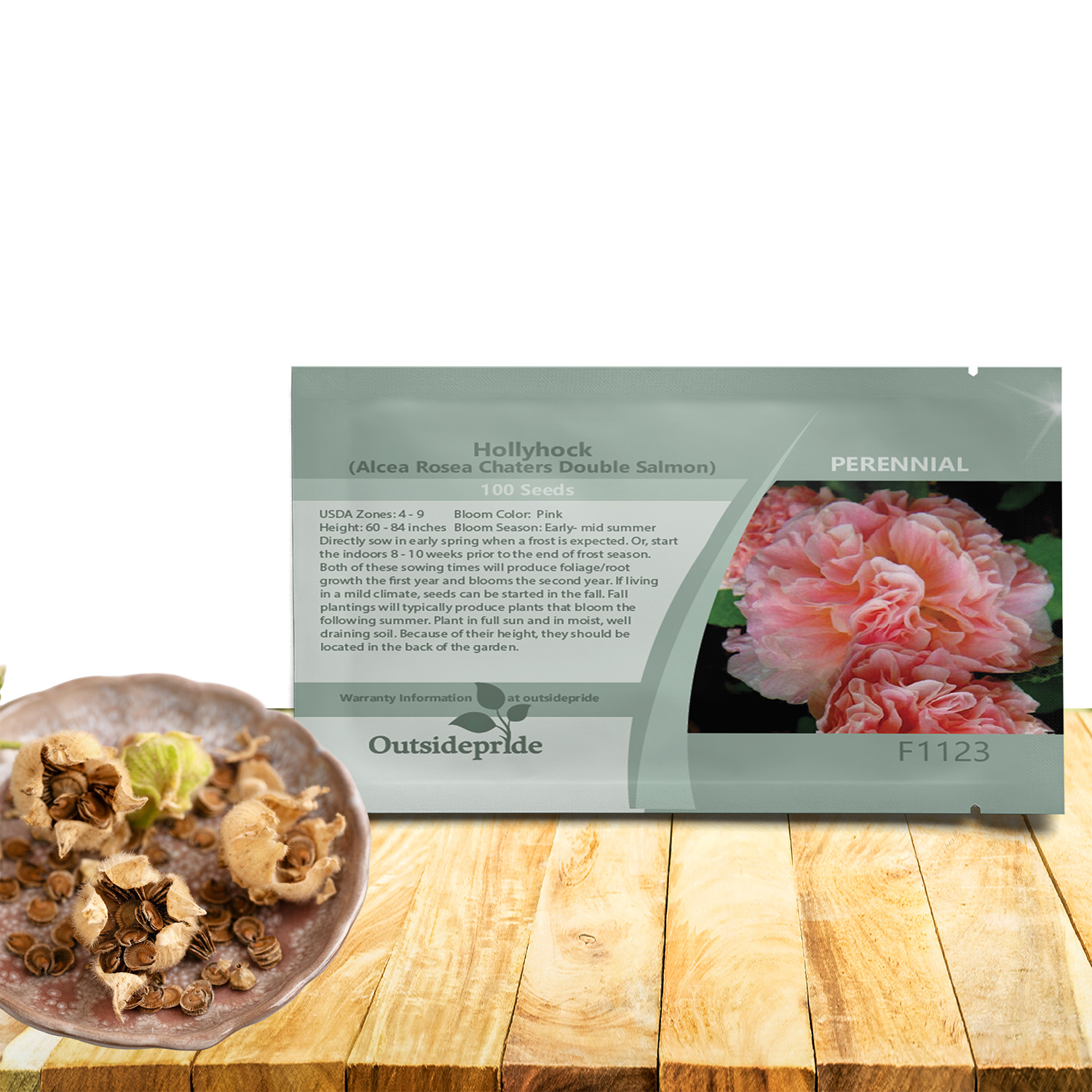 Hollyhock Salmon Pink Seed Packet