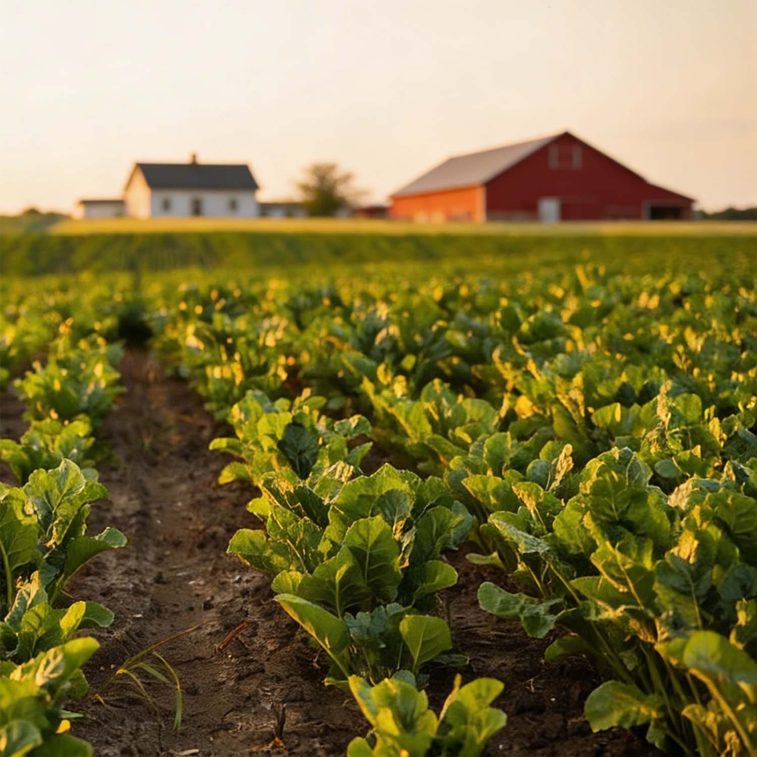 Field of Sugarbeets Planted From Seeds