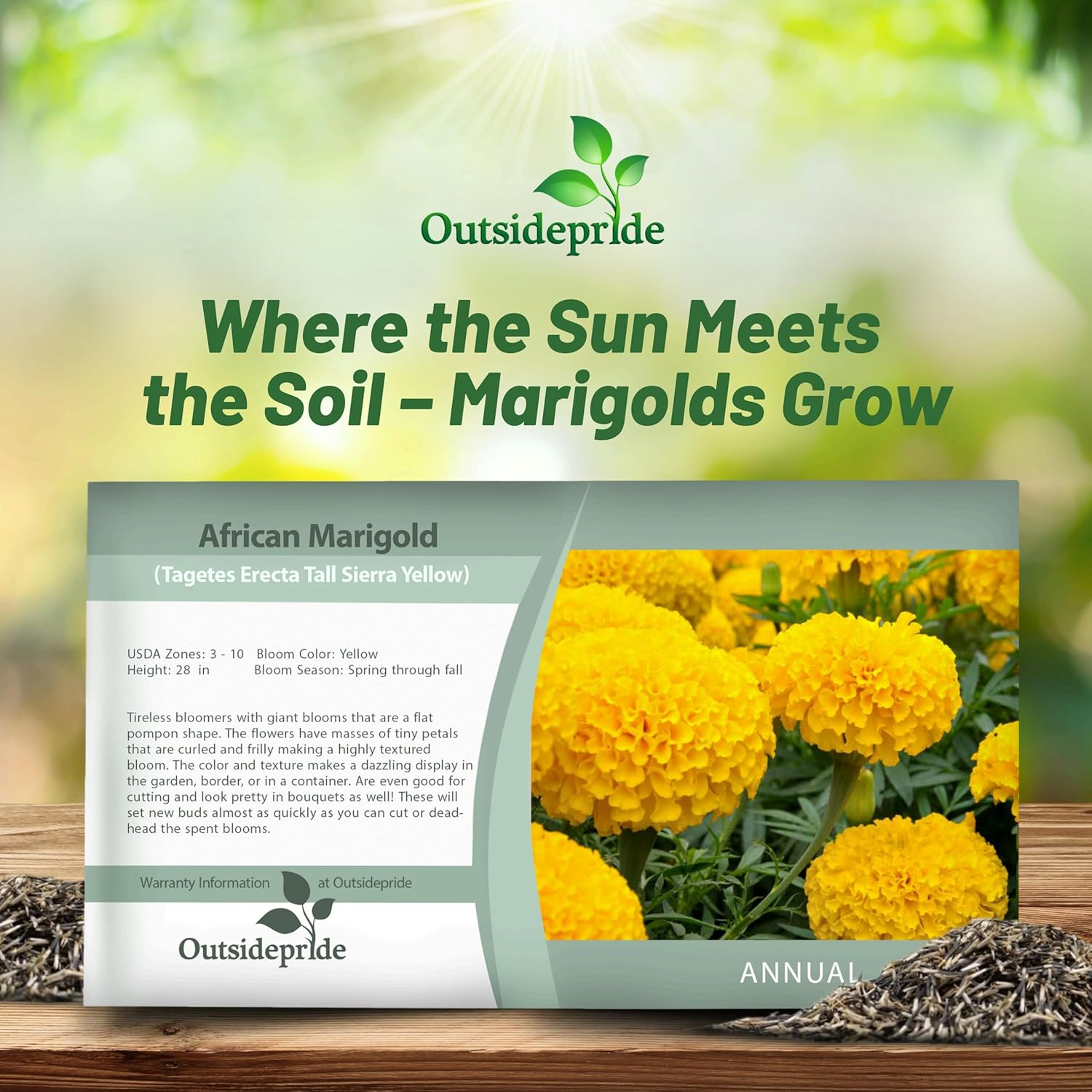 African Marigold Yellow Seed Packet