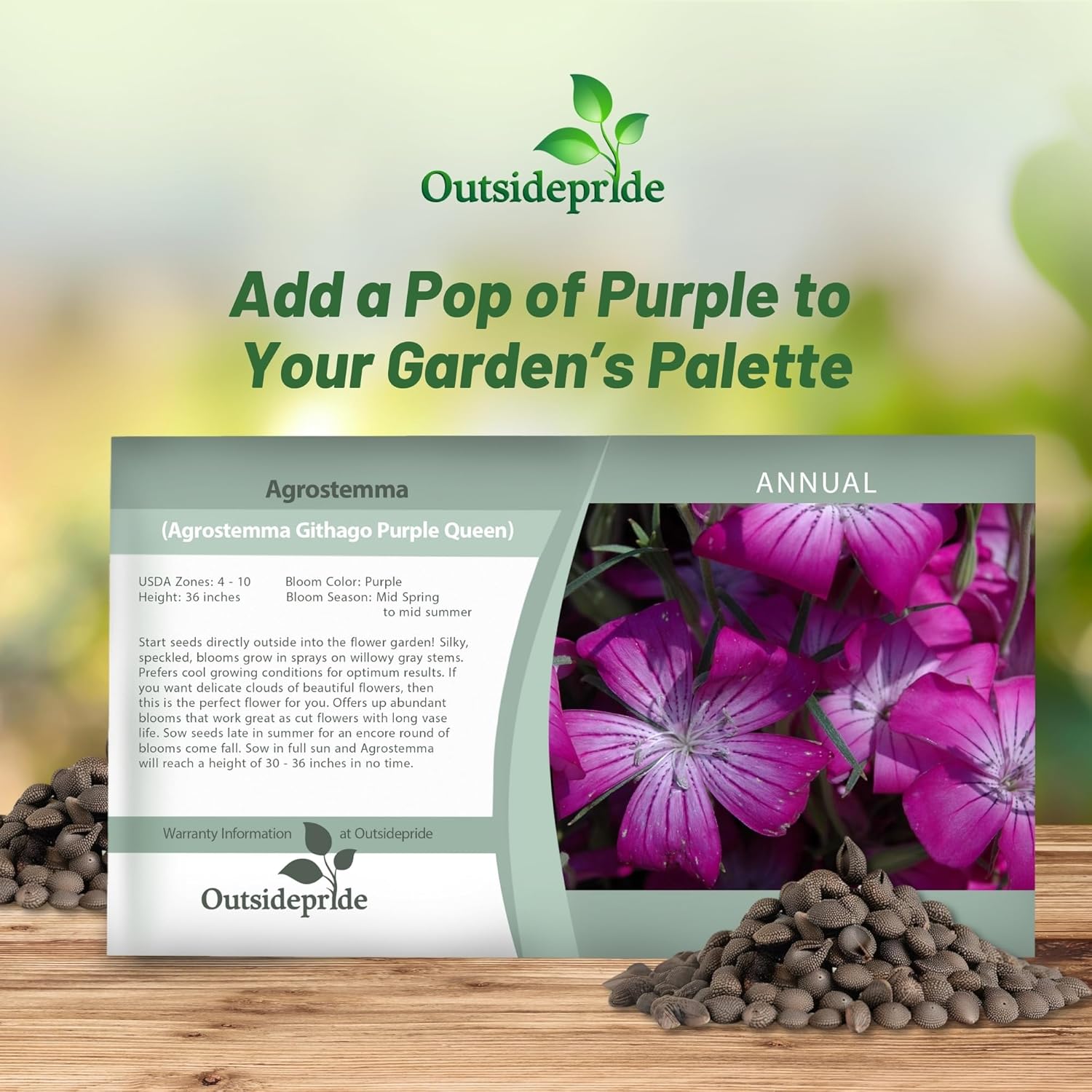 Agrostemma Purple Seed Packet For Planting