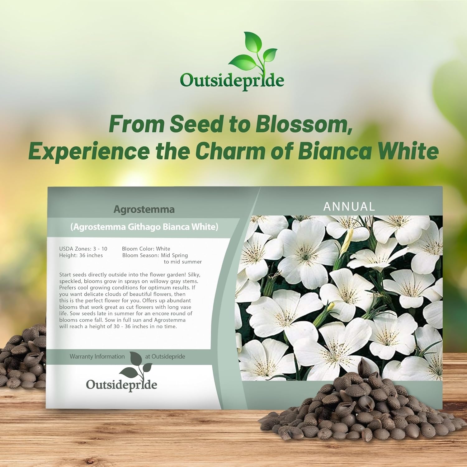 Agrostemma White Seed Packet For Planting