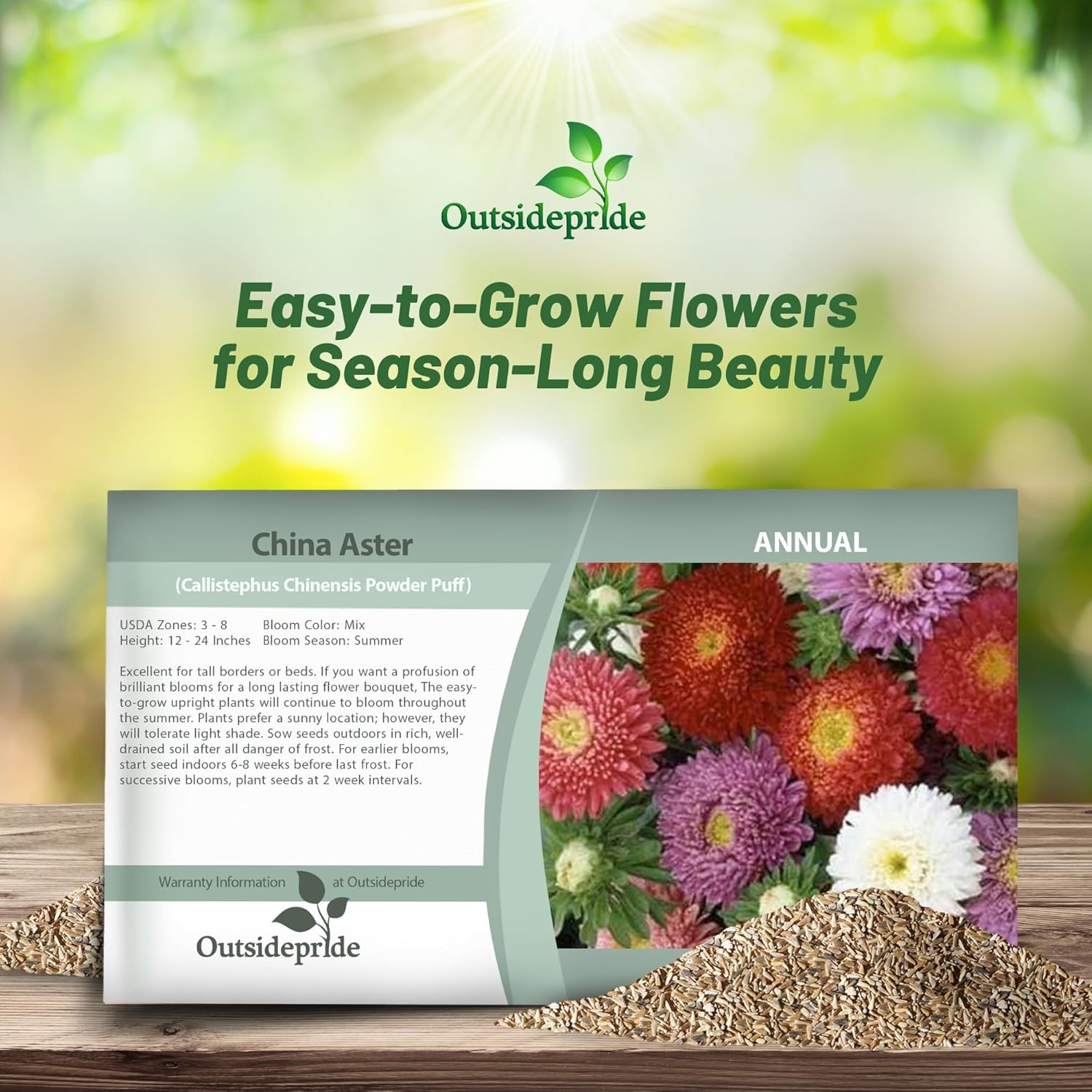 Powder Puff Aster Seed Packet