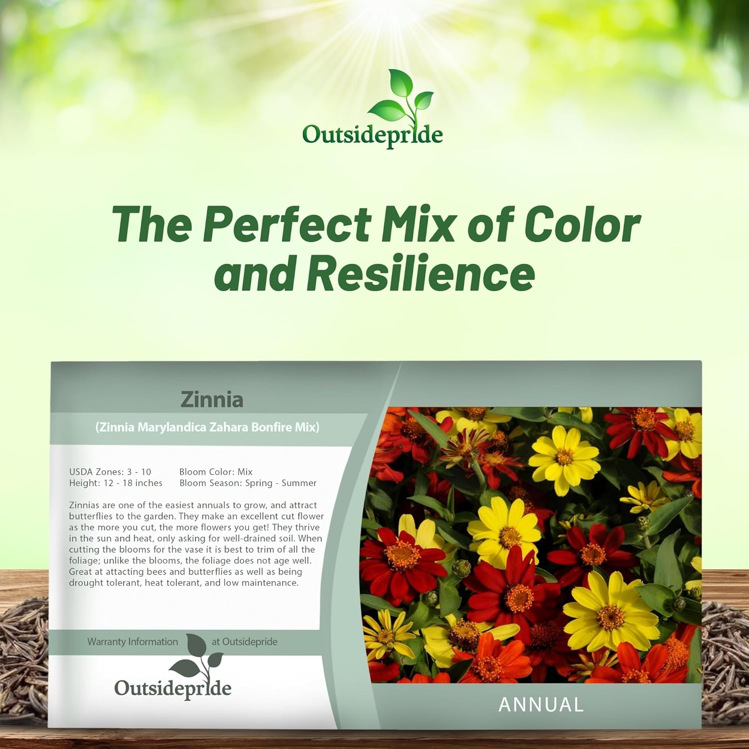 Zinnia Zahara Bonfire Flower Seed Packet