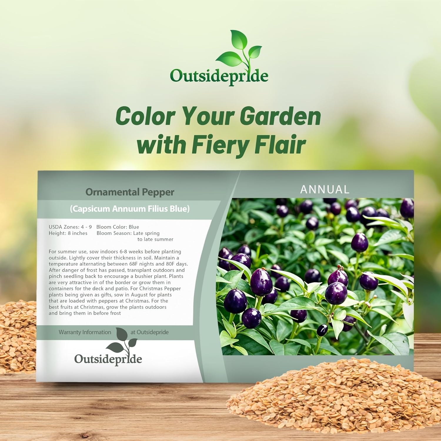 Ornamental Pepper Blue Seed Packet