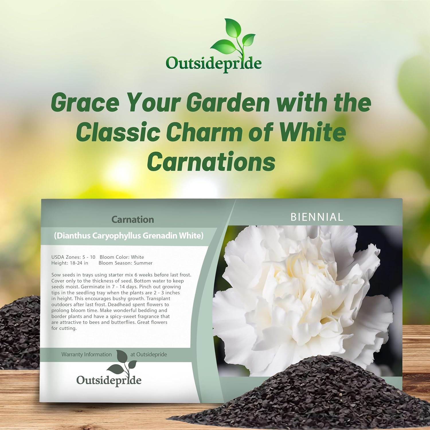 Carnation White Seed Packet