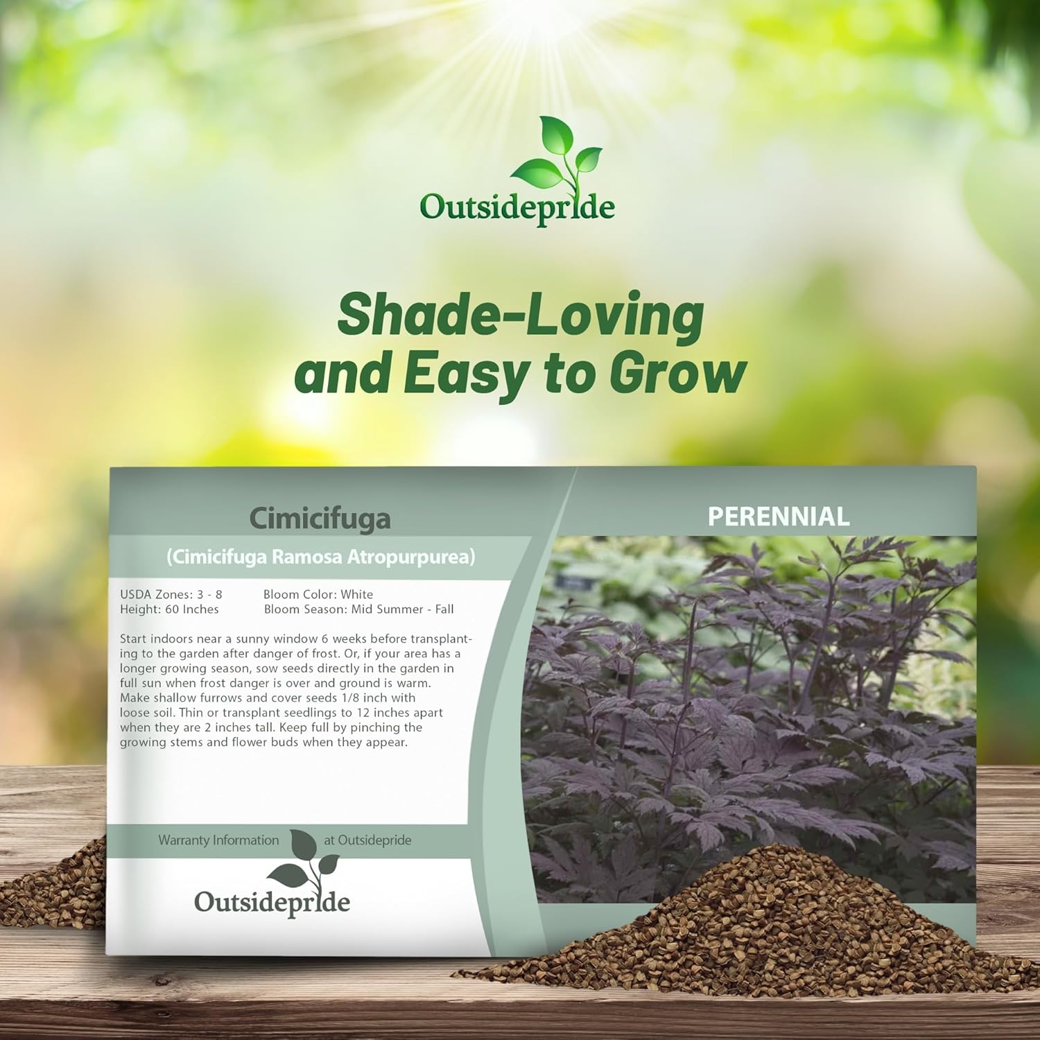 Cimicifuga Flower Seed Packet