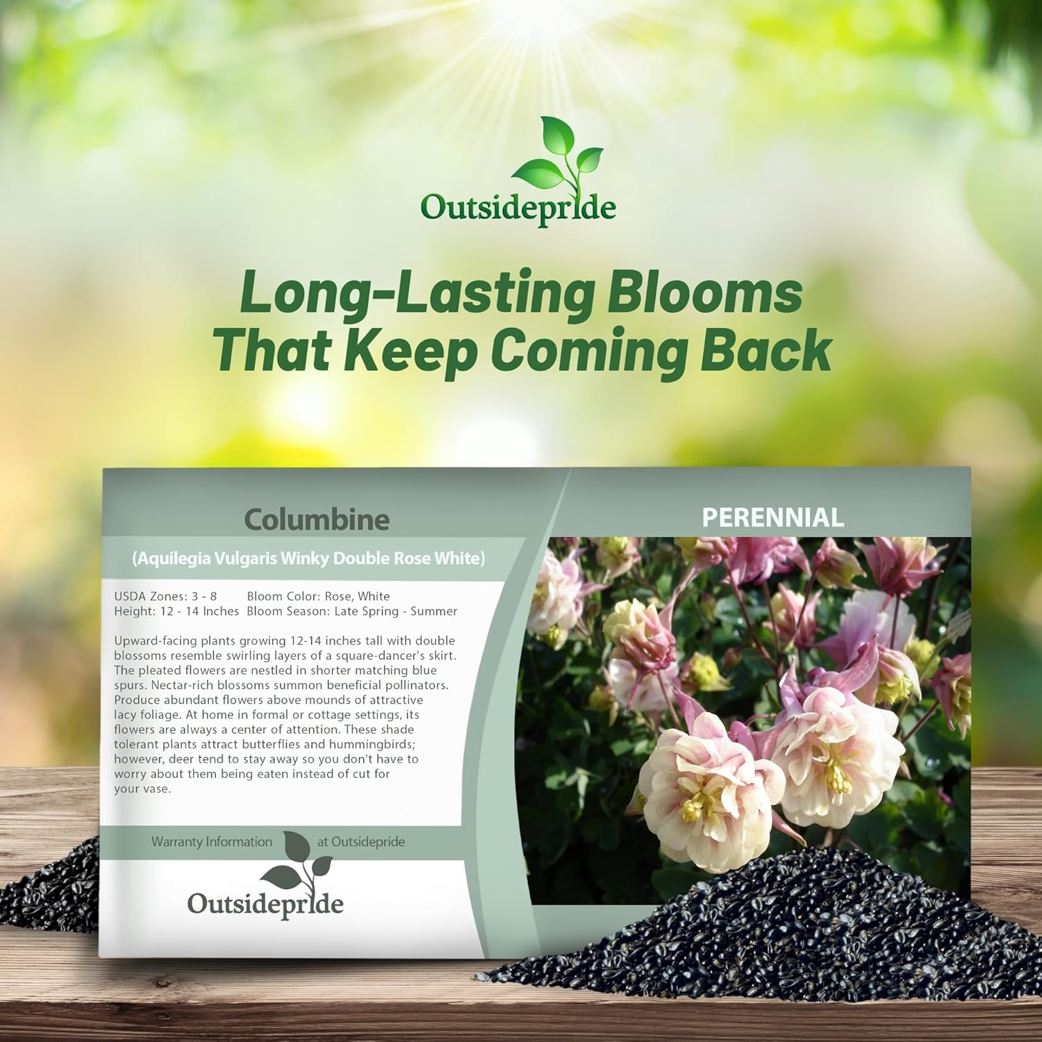 Columbine Double Rose White Seed Packet