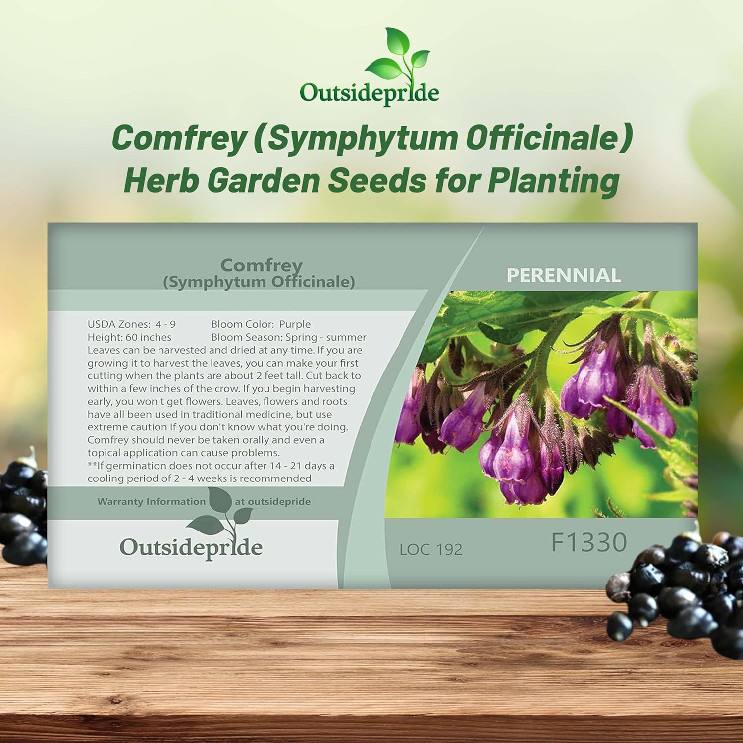 Comfrey Seed Packet For Planting