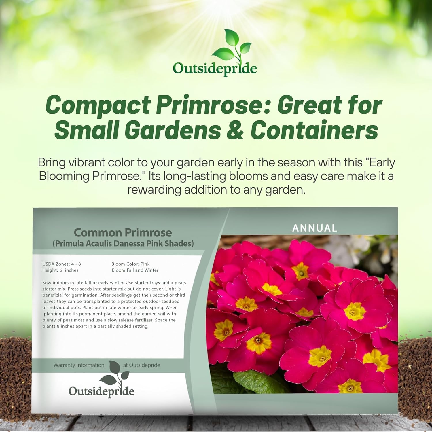 Common Primrose Pink Shades Seed Packet