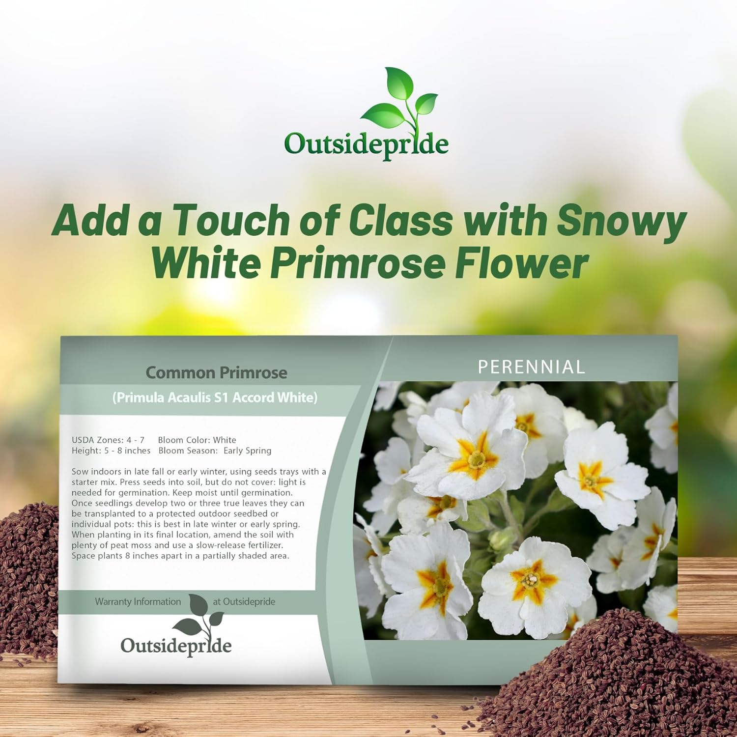 Common Primrose White Seed Packet