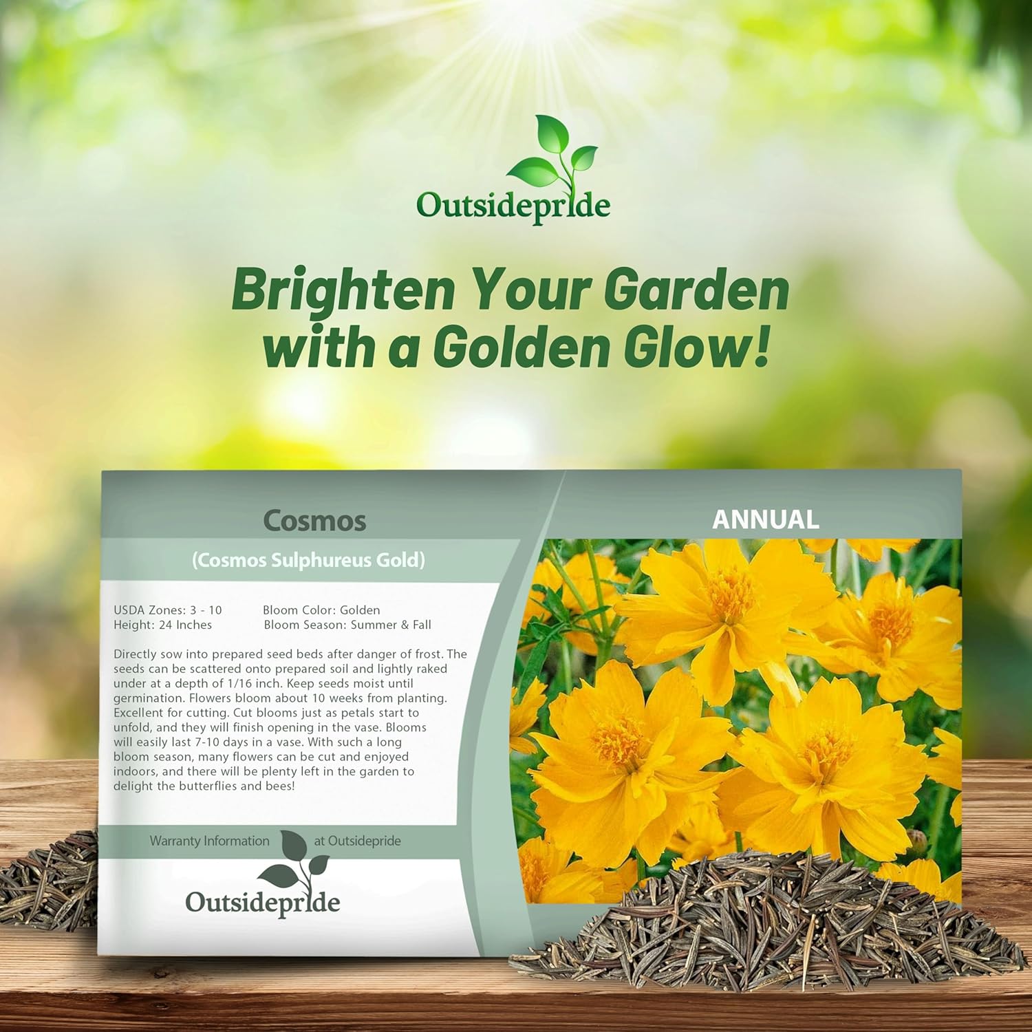 Cosmos Sulphureus Gold Seed Packet