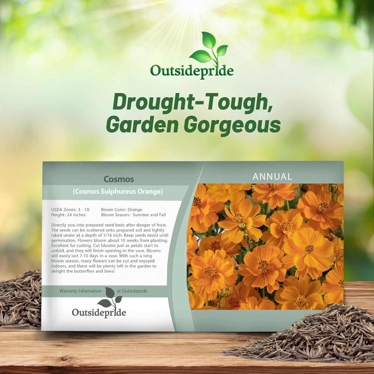 Cosmos Sulphureus Orange Seed Packet