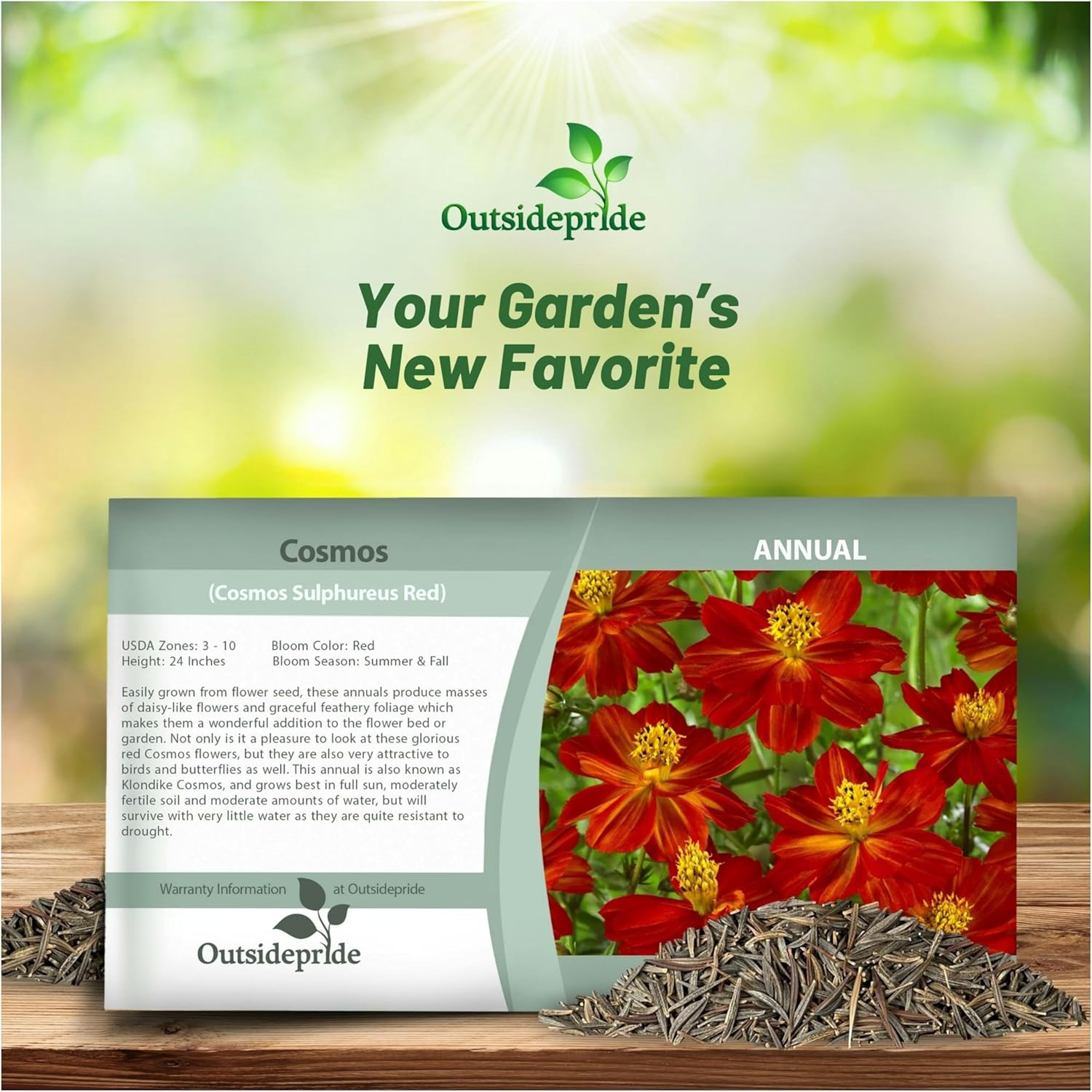 Cosmos Sulphureus Red Seed Packet