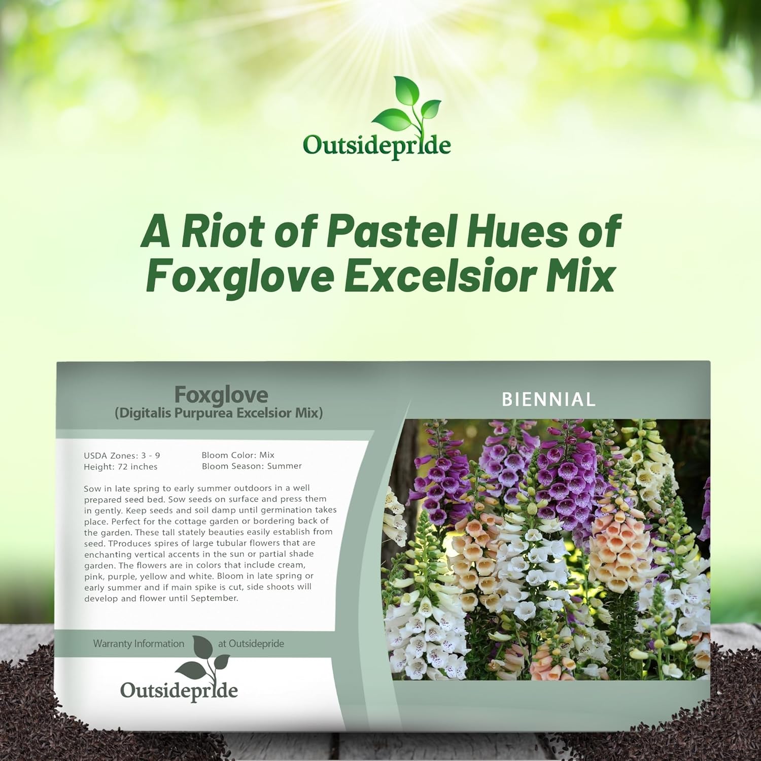 Foxglove Flower Seed Mix Packet