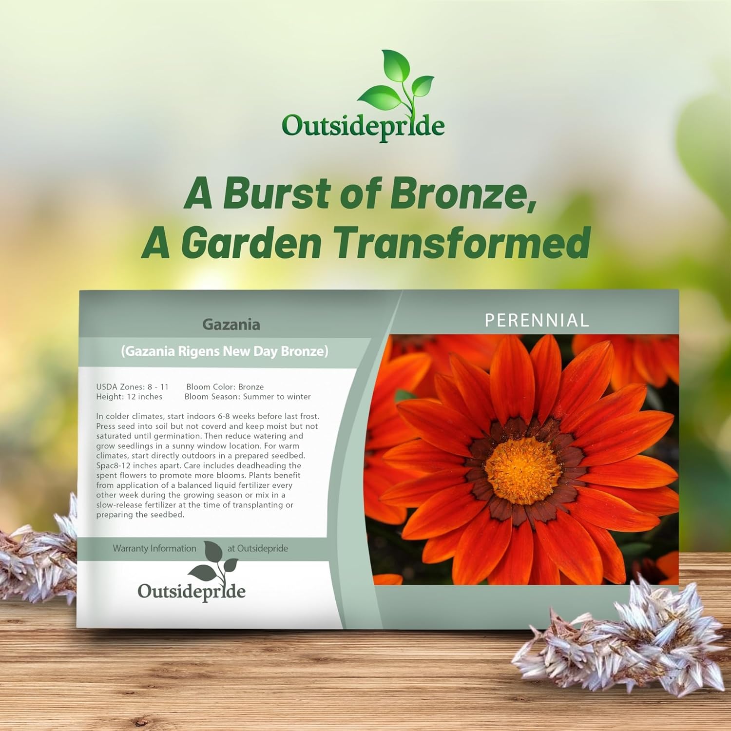 Gazania New Day Bronze Flower Seed Packet