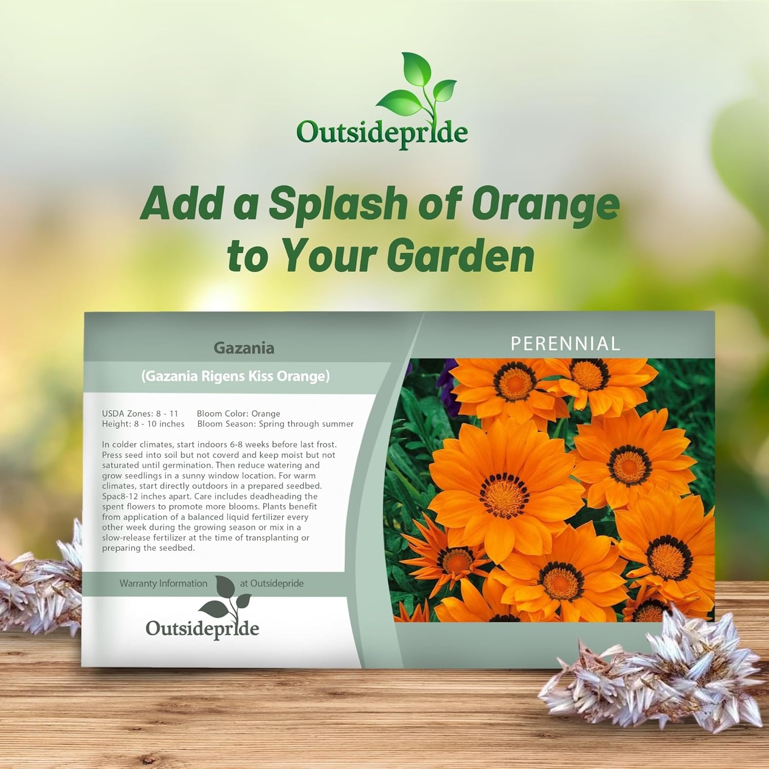 Gazania Kiss Orange Flower Seed Packet