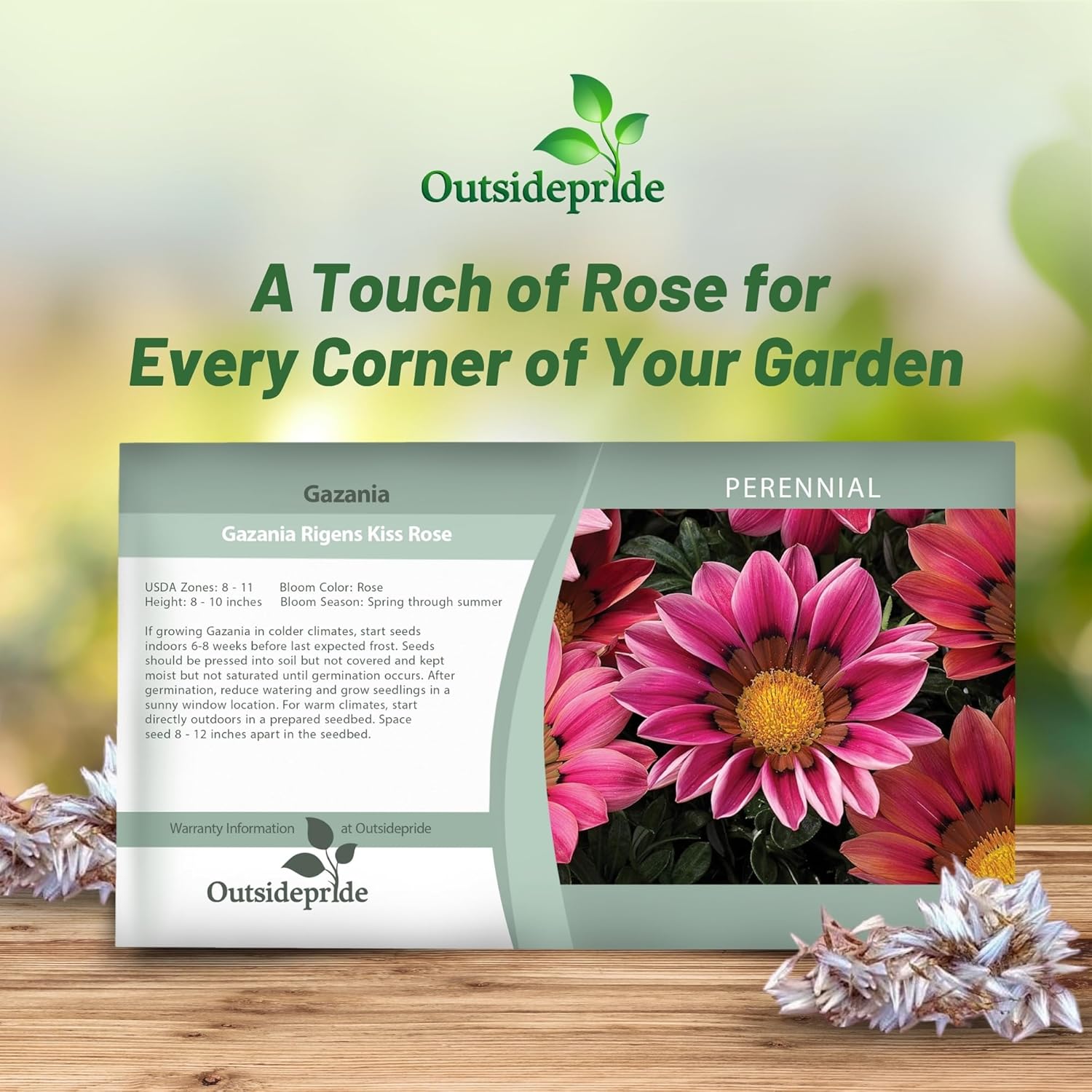 Gazania Kiss Rose Flower Seed Packet