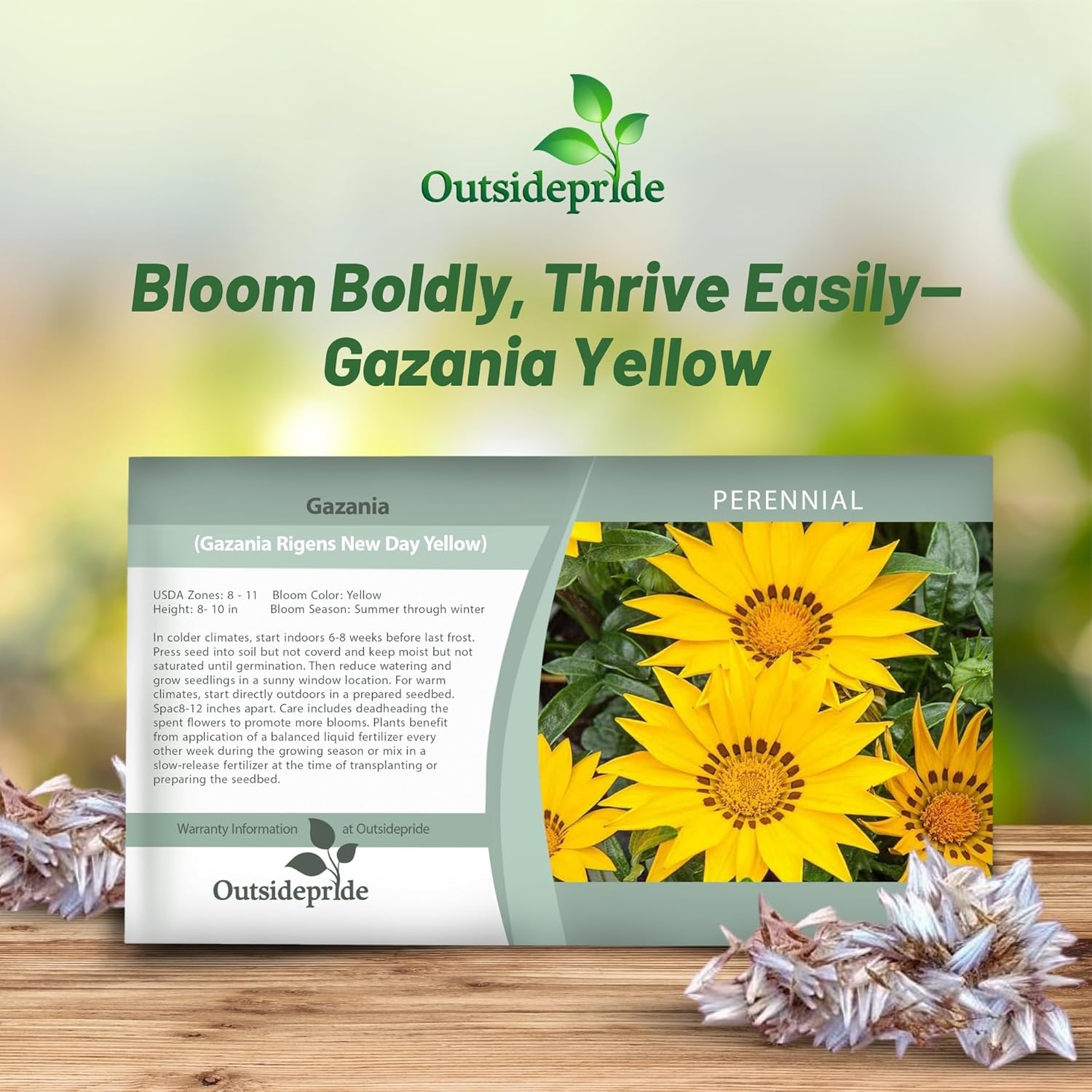 Gazania New Day Yellow Flower Seed Packet