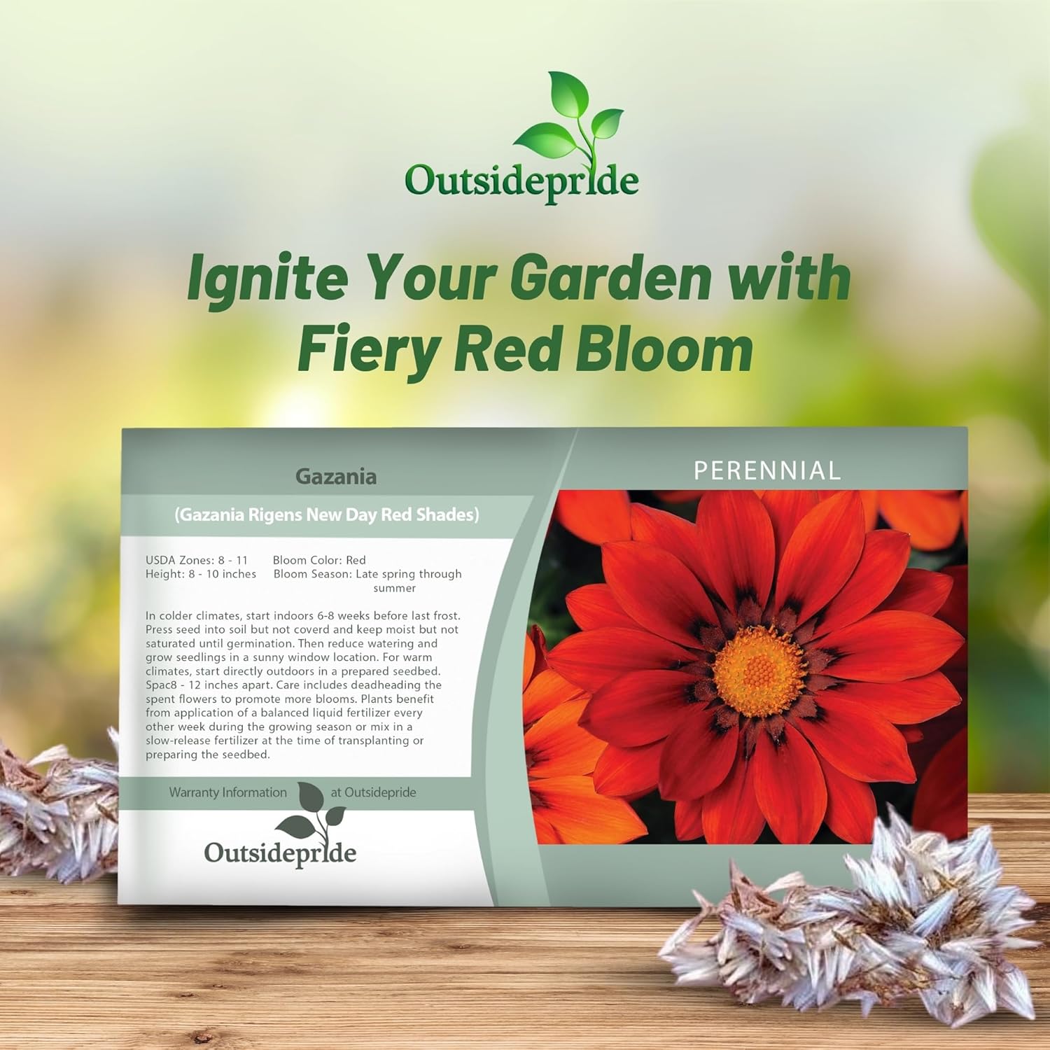 Gazania Red Shades Flower Seed Packet
