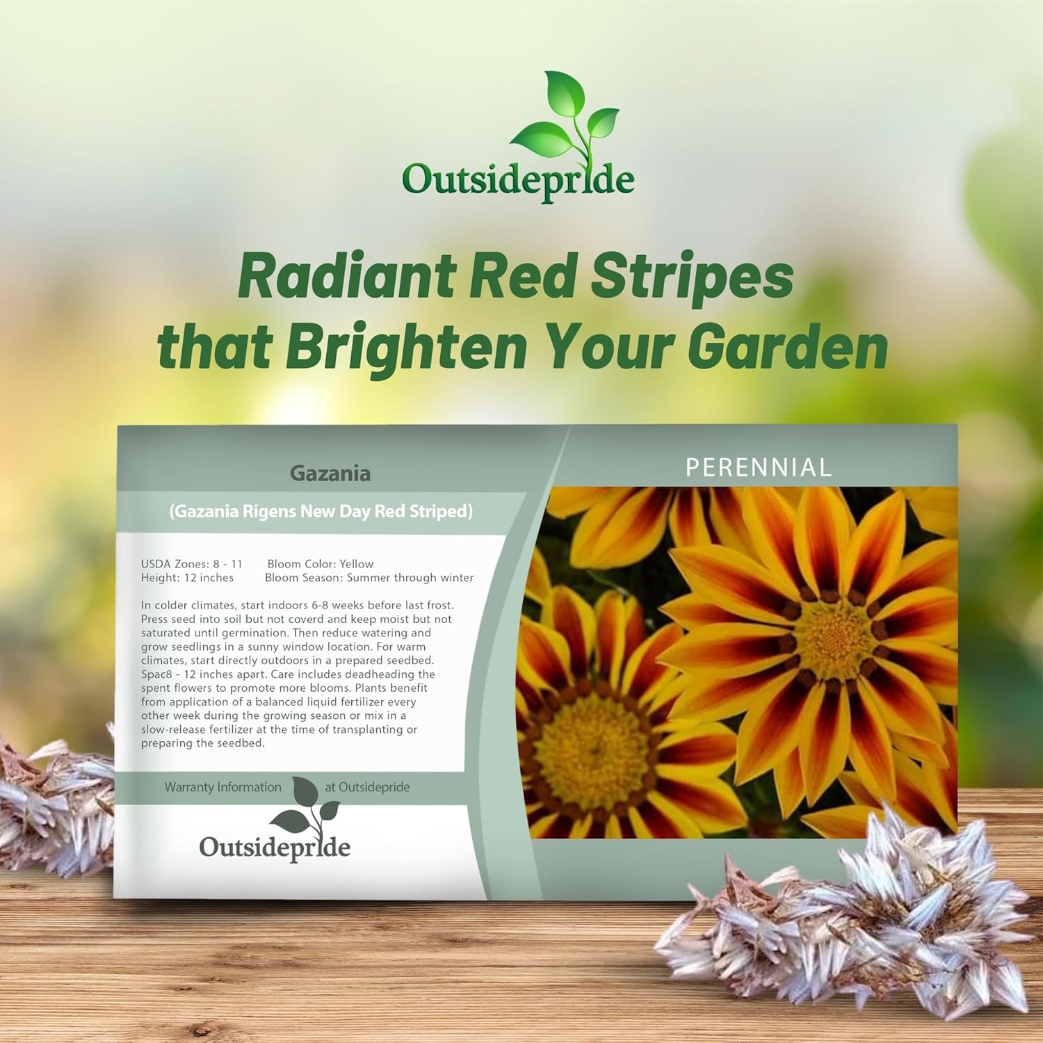 Gazania Red Striped Seed Packet