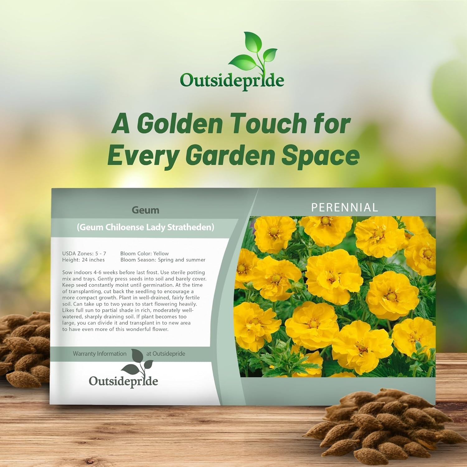 Geum Lady Yellow Flower Seed Packet
