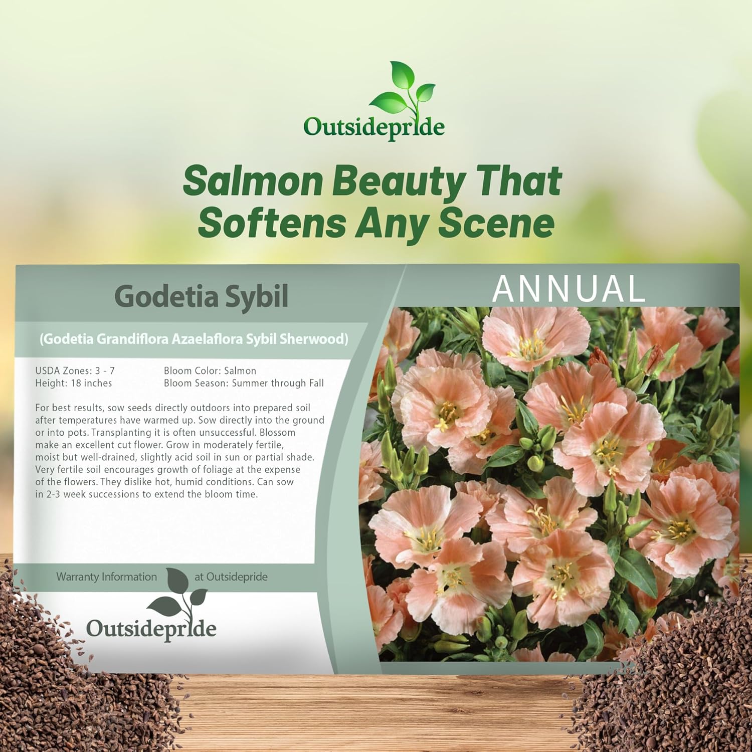 Godetia Sybil Flower Seed Packet