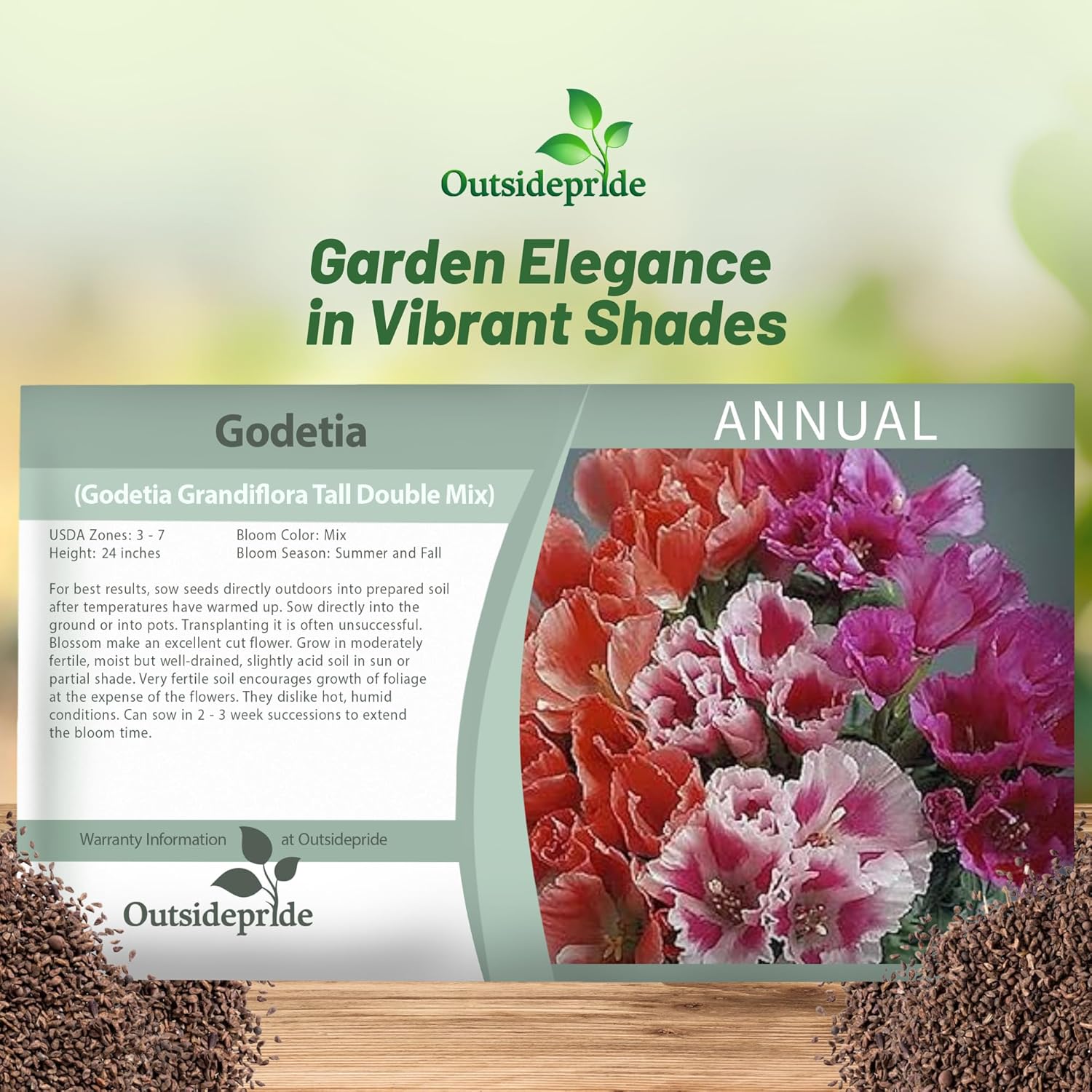 Godetia Tall Flower Seed Packet