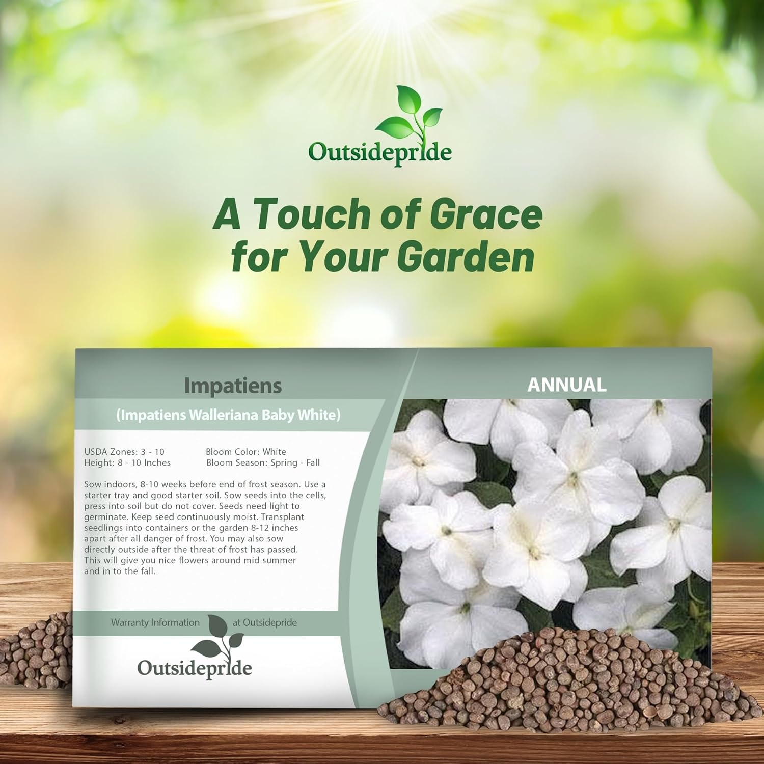 Impatiens White Seed Packet