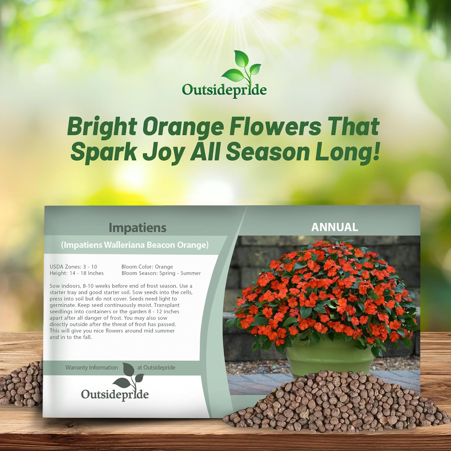 Impatiens Beacon Orange Seed Packet