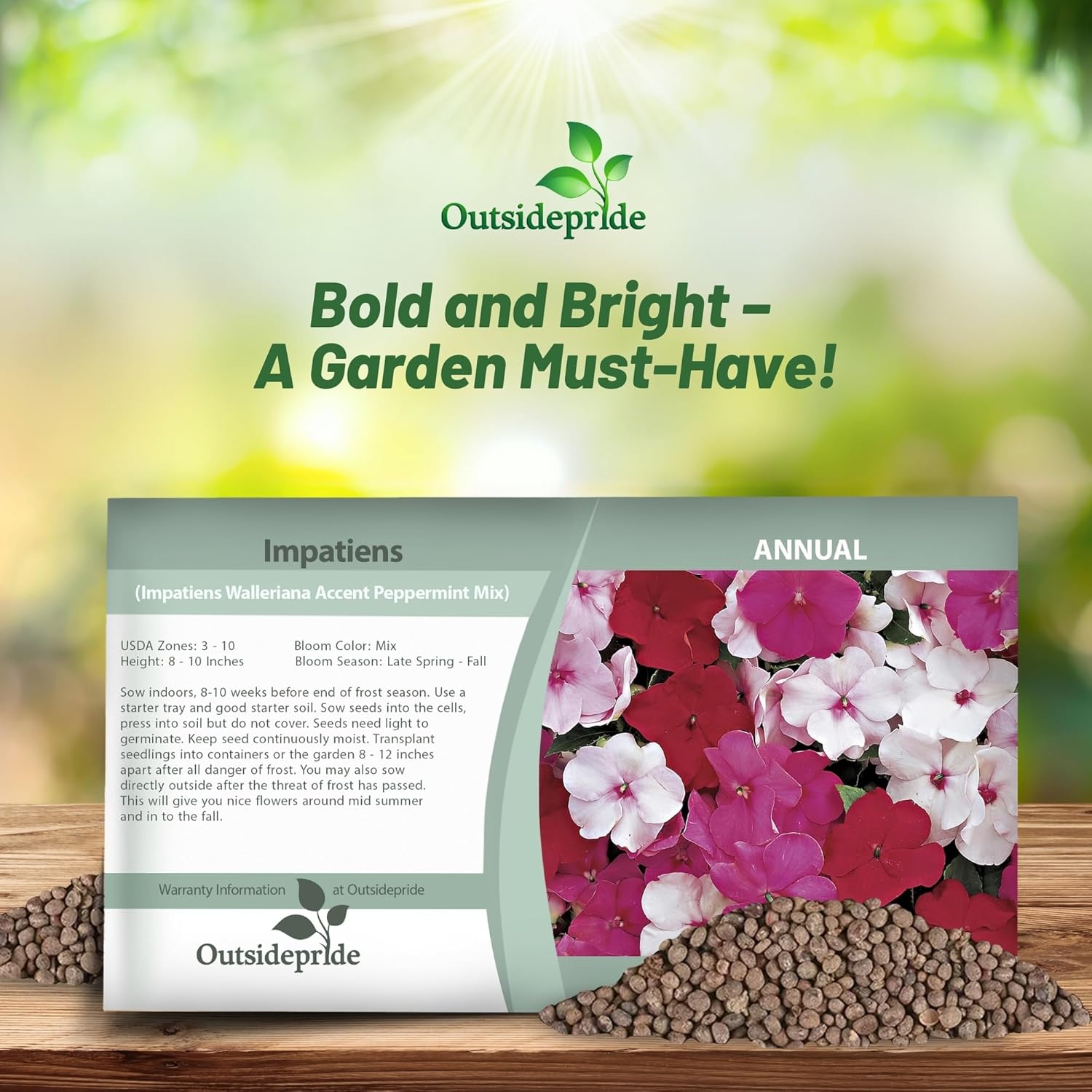 Impatiens Peppermint Flower Seed Packet