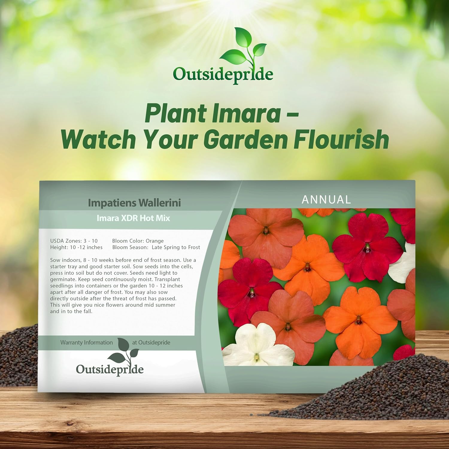 Impatiens Imara XDR Hot Mix Seed Packet