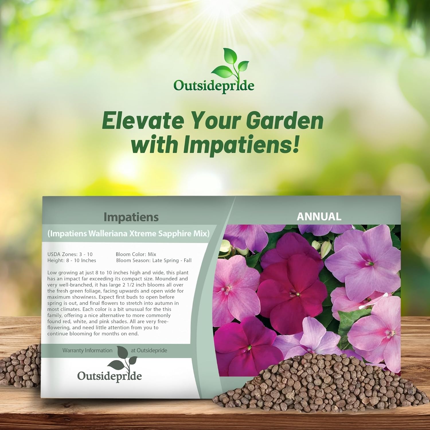 Impatiens Sapphire Flower Seed Packet