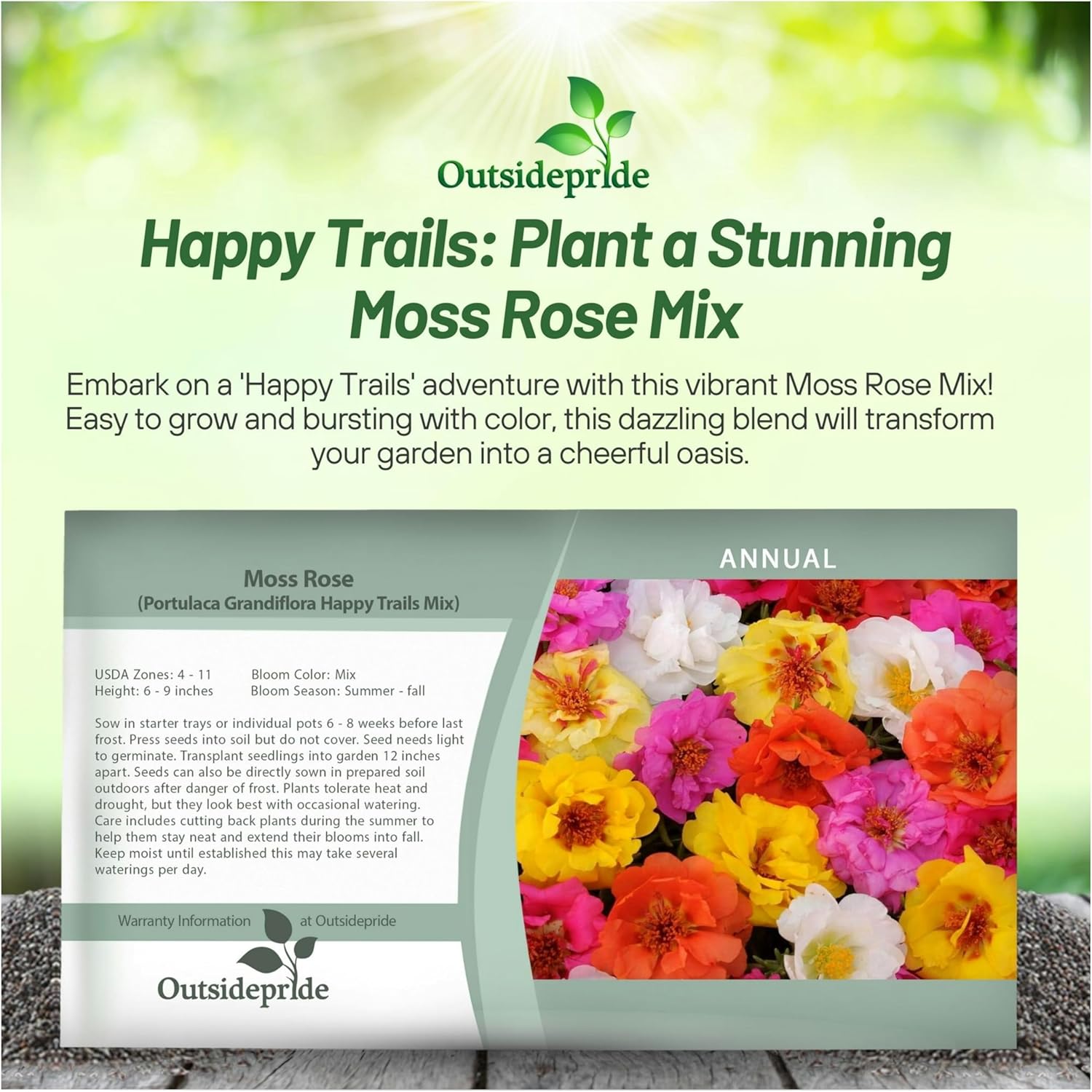 Portulaca Happy Trails Seed Packet