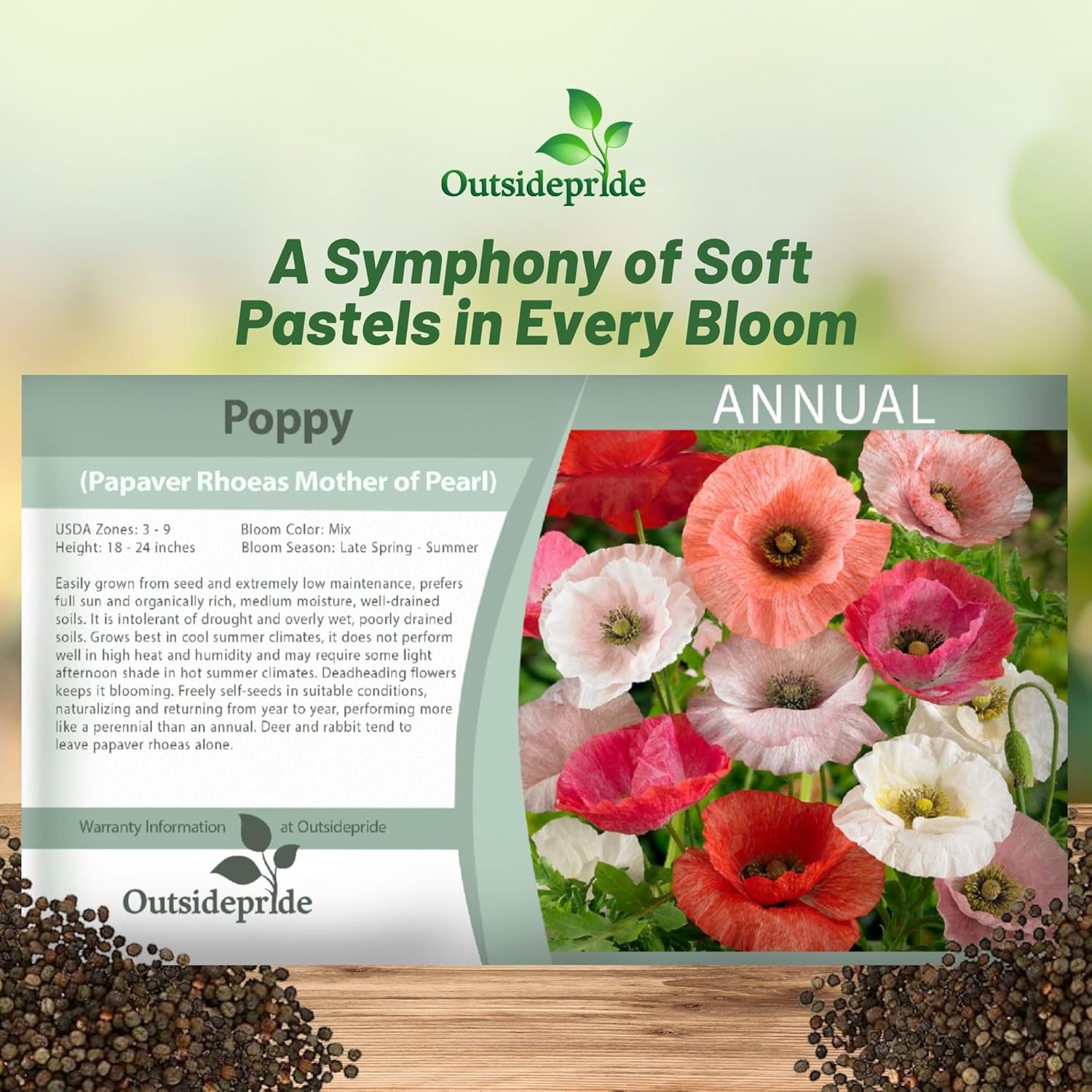 Papaver Rhoeas Mother of Pearl Seed Packet