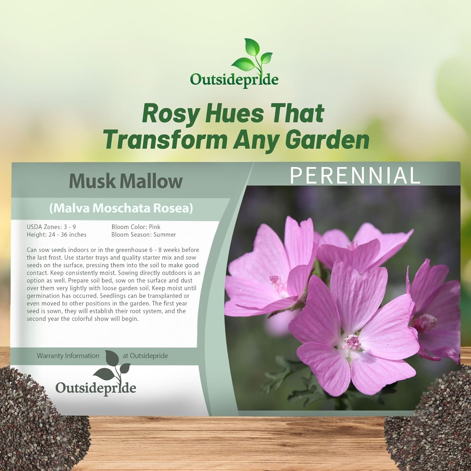 Musk Mallow Rosea Seed Packet